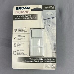 Broan NuTone P3RW White 3Rocker Switch Light Fan Control NEW